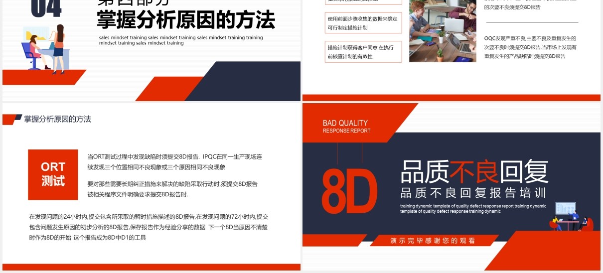 品质不良回复8D报告培训动态PPT模板