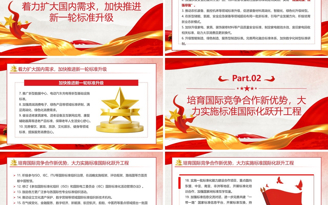 红色党政风2024年全国标准化工作要点PPT模板