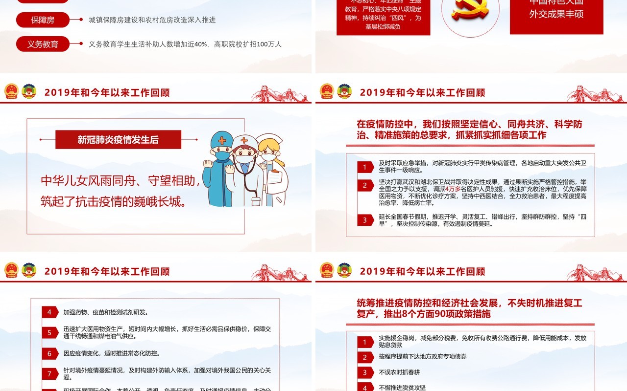 聚焦2020全国两会政府工作报告学习解读党建PPT演示模板