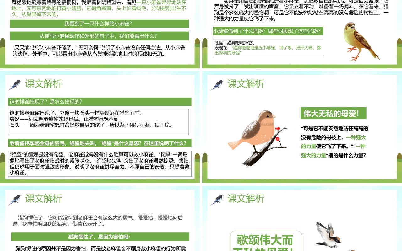 部编版四年级语文上册麻雀课件PPT模板