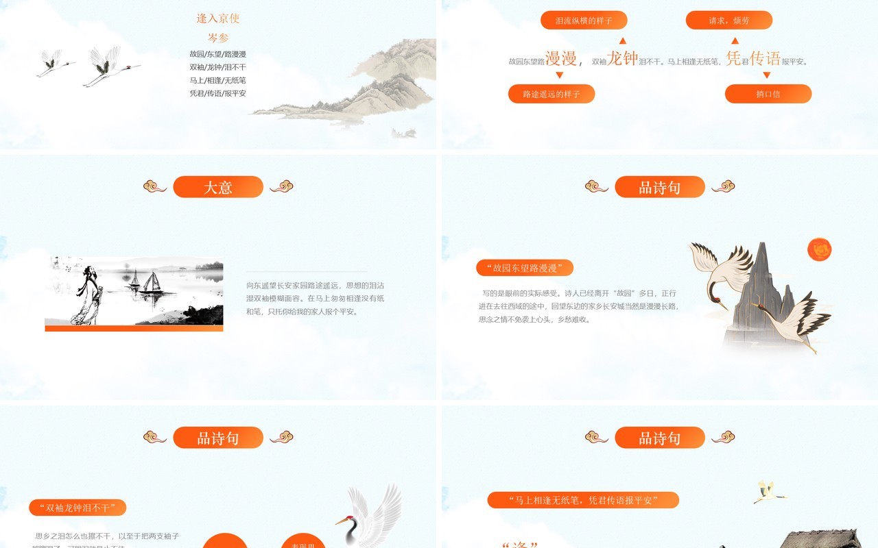 部编版七年级语文下册逢入京使课件PPT模板
