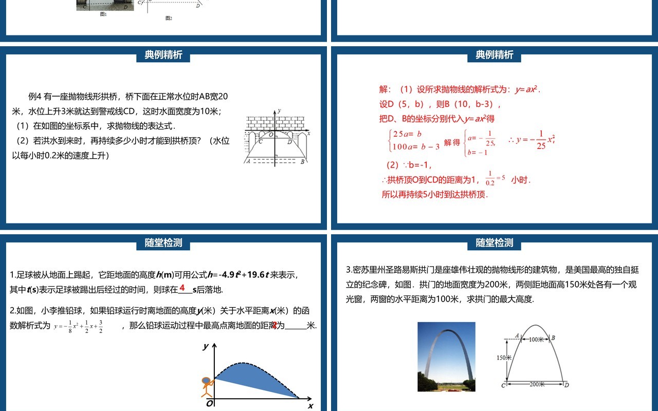 部编版九年级上册拱桥问题和运动中的抛物线PPT课件