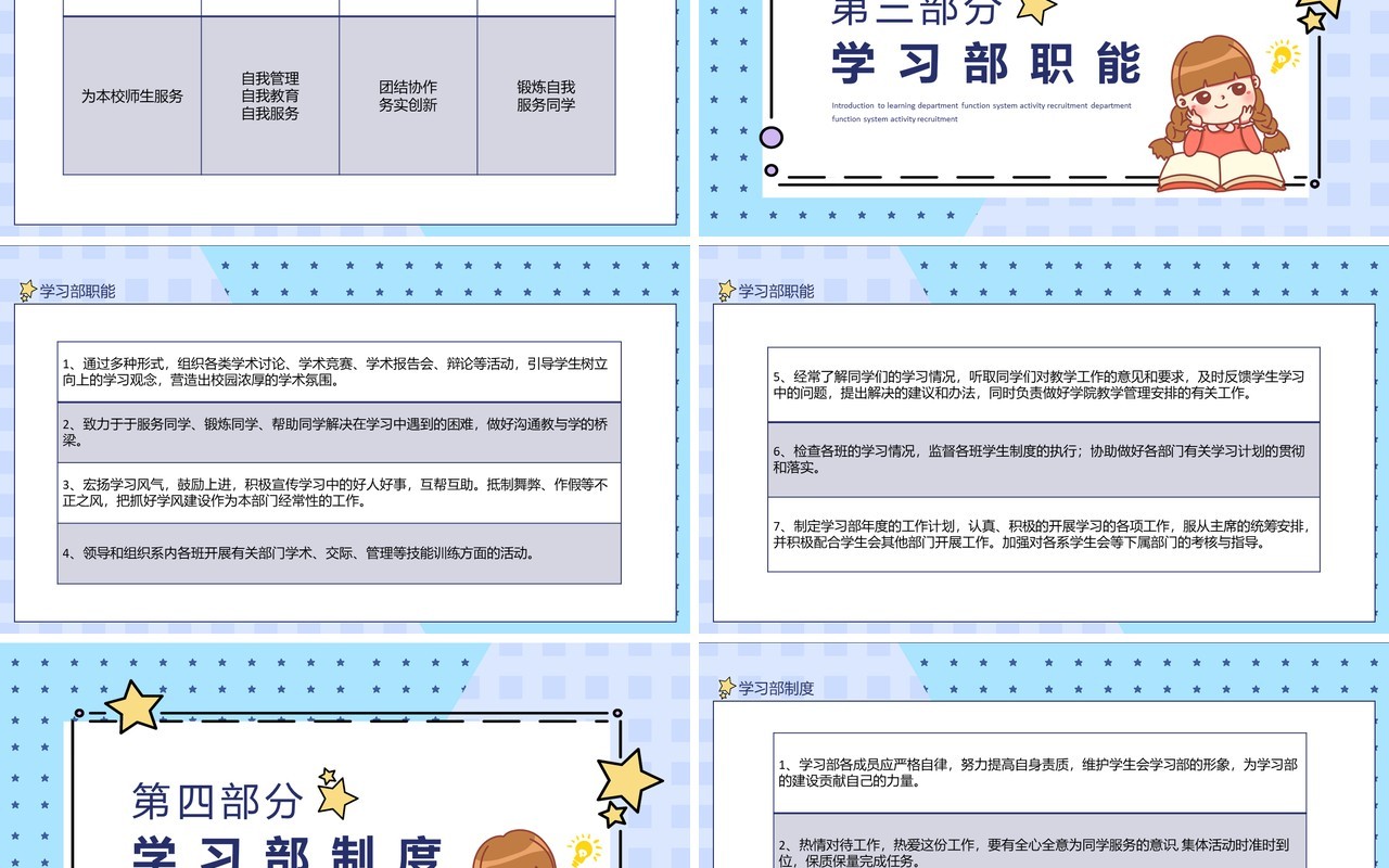 学习部招新简介职能制度活动动态PPT模板