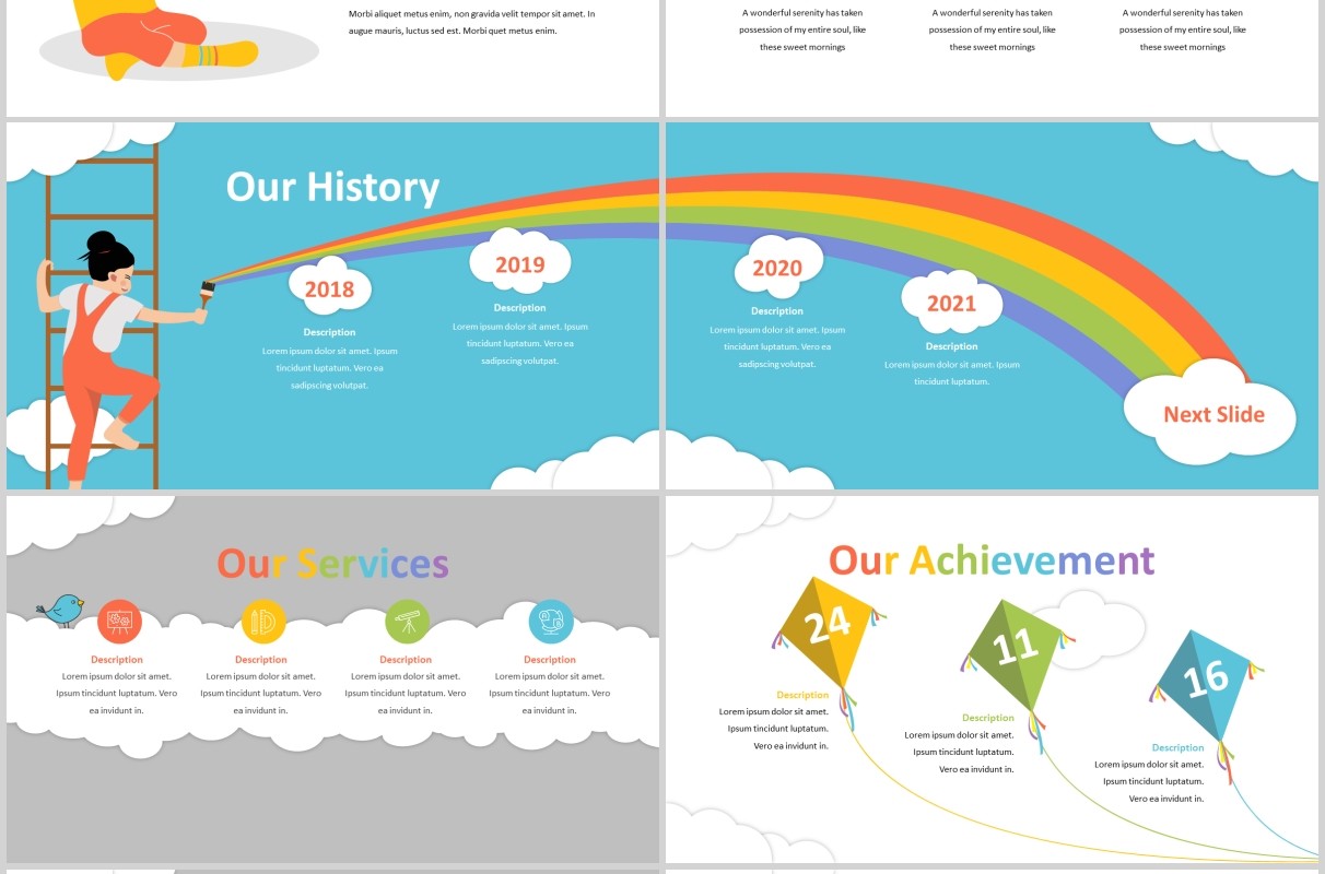 幼儿园早教儿童日托教育机构PPT图片排版设计模板Kinder - Daycare Powerpoint Template