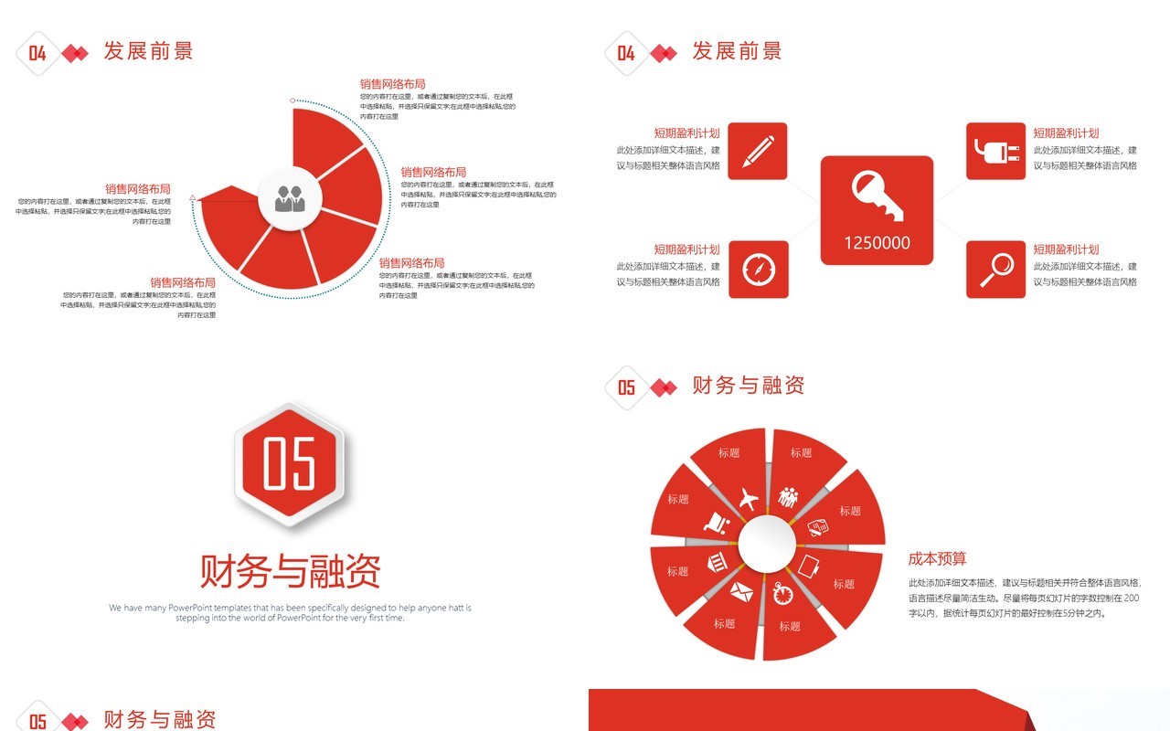 红色简约创业商业计划书PPT模板