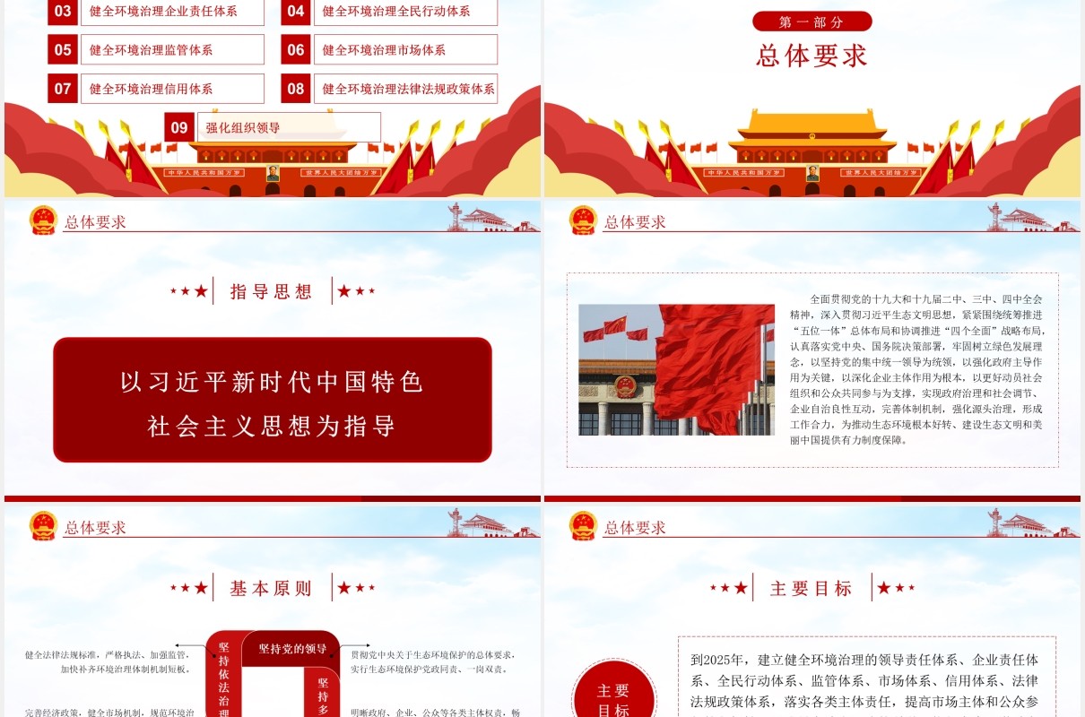 关于构建现代环境治理体系的指导意见党政PPT模板