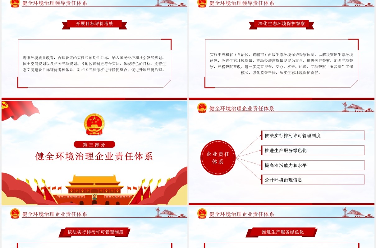 关于构建现代环境治理体系的指导意见党政PPT模板