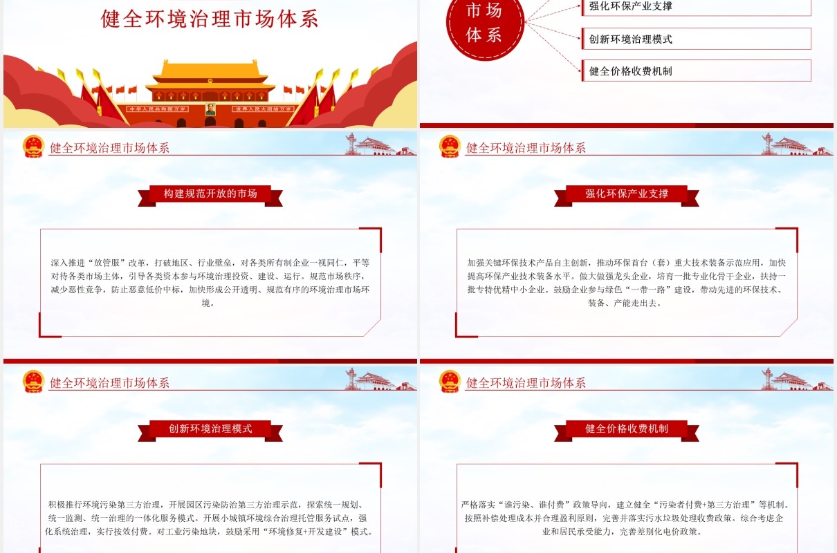 关于构建现代环境治理体系的指导意见党政PPT模板