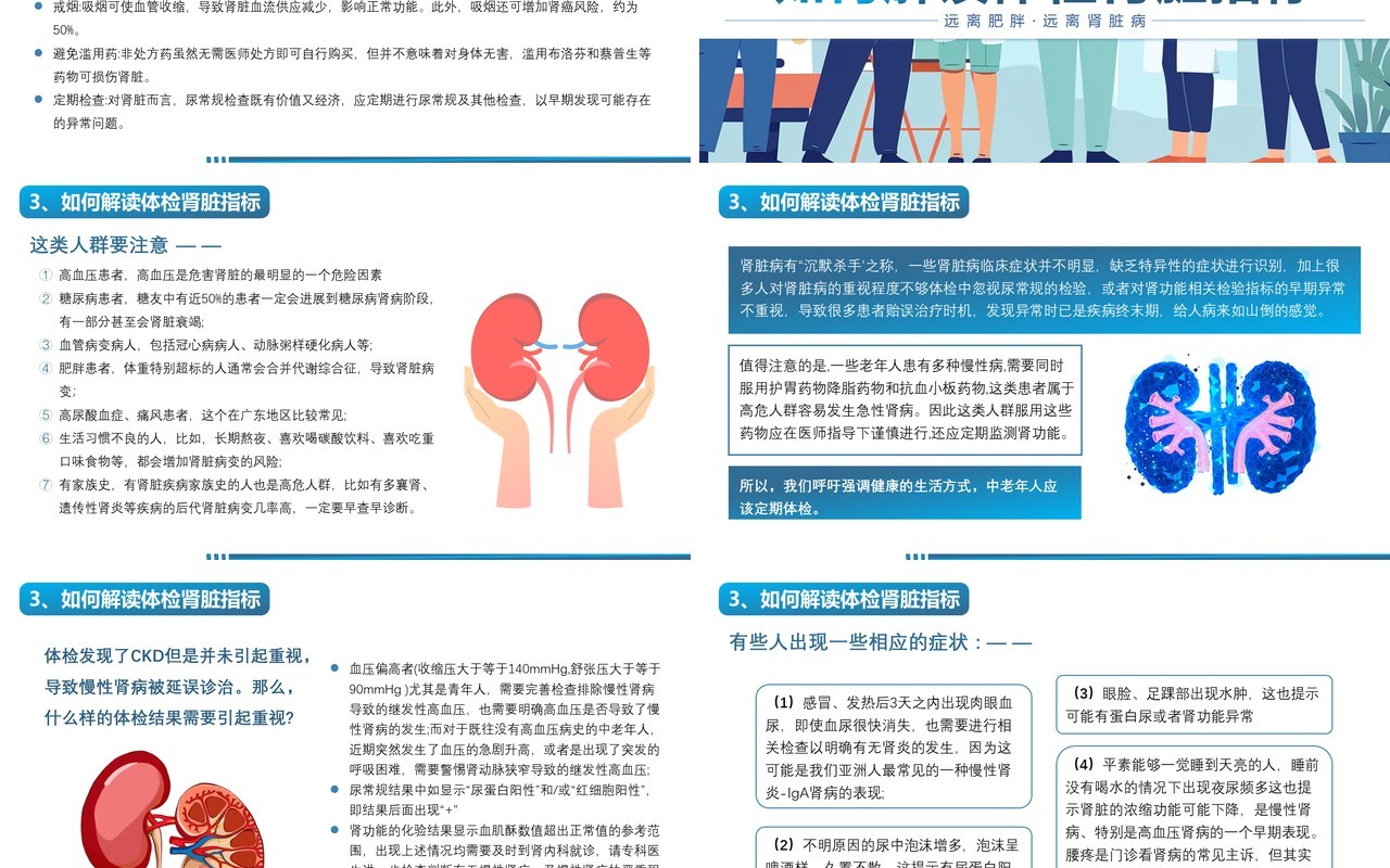 蓝色插画风全民肾脏健康世界肾脏日介绍PPT模板