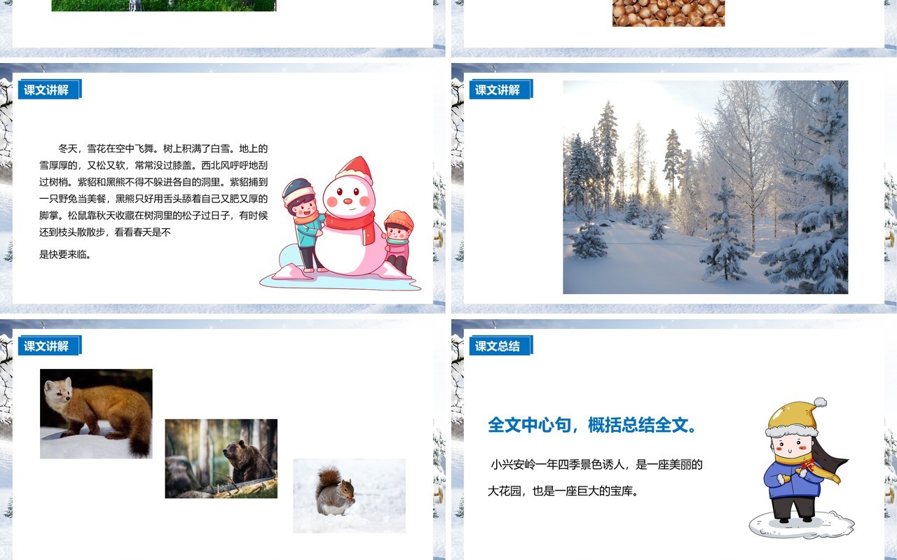 部编版三年级语文上册美丽的小兴安岭课件PPT模板