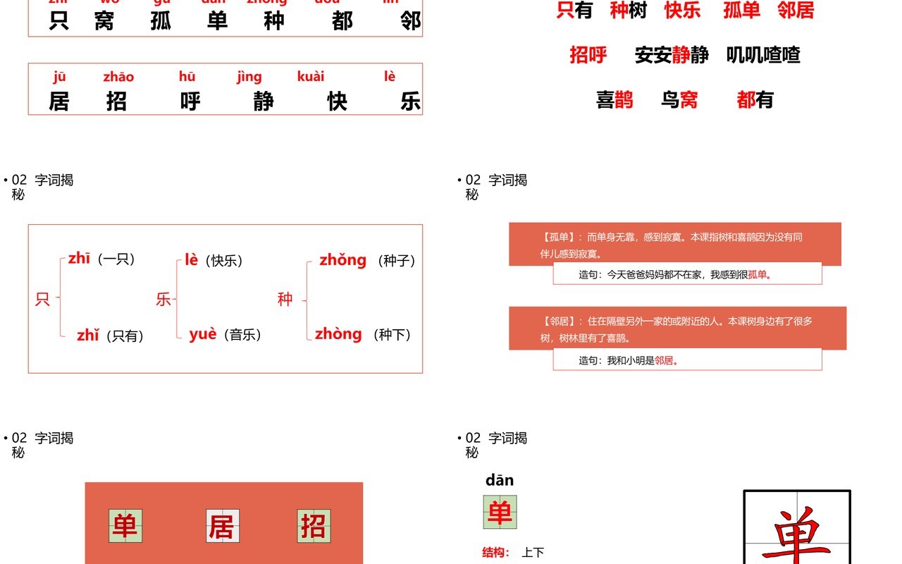 部编版一年级语文下册树和喜鹊课件PPT模板