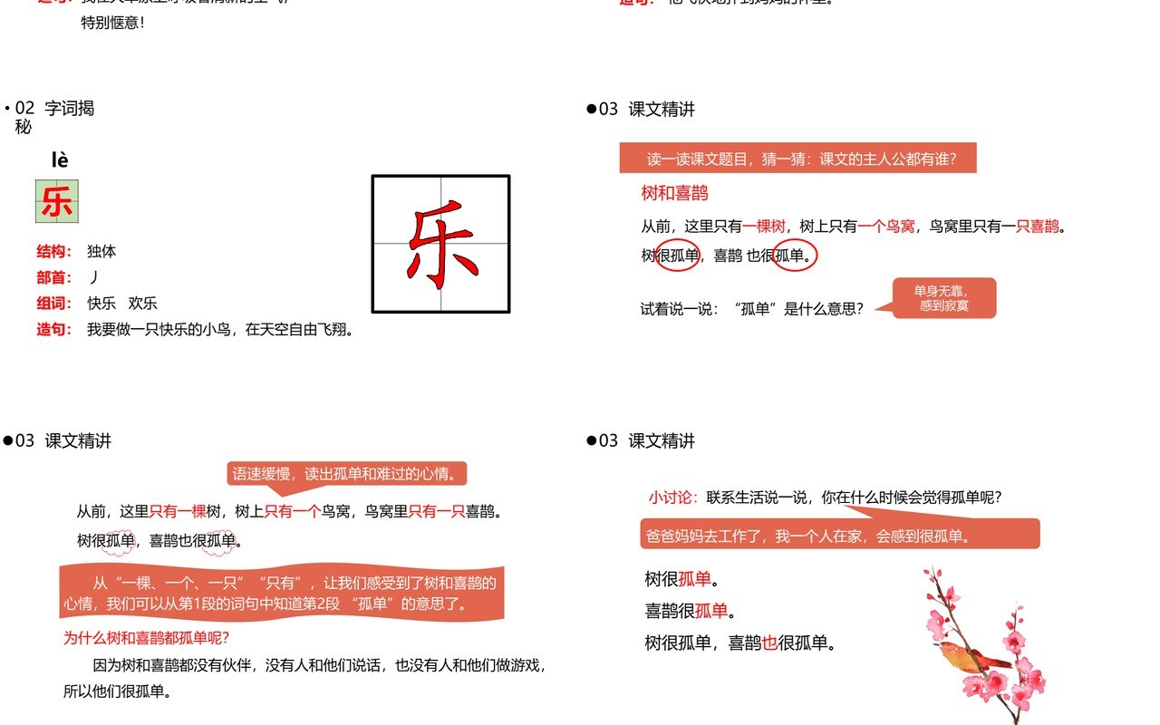 部编版一年级语文下册树和喜鹊课件PPT模板