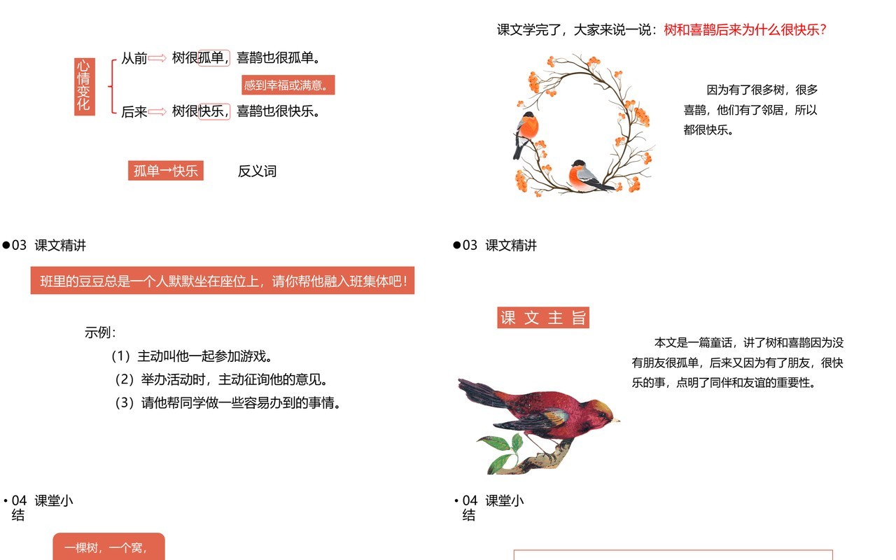 部编版一年级语文下册树和喜鹊课件PPT模板