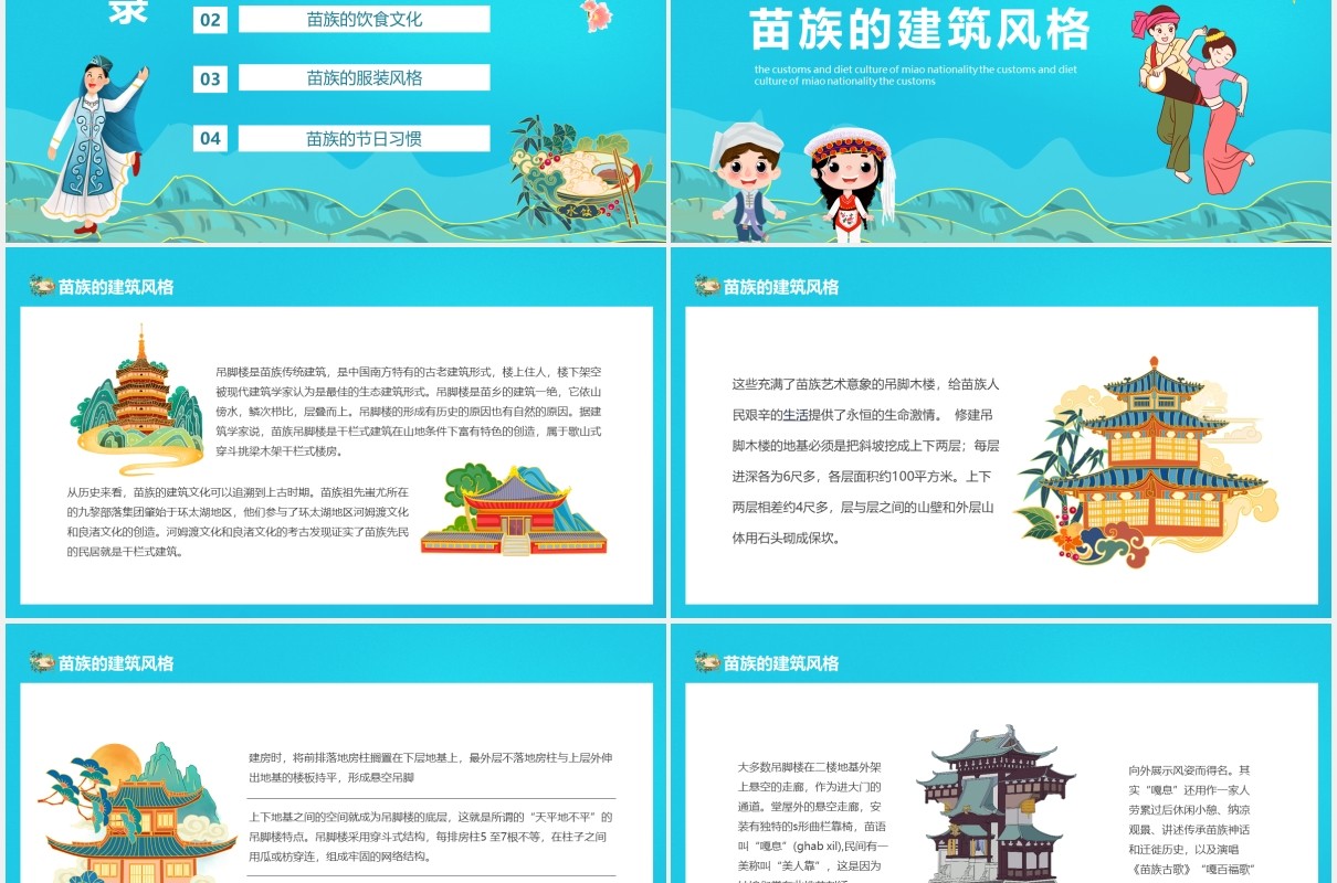 少数民族苗族的风俗与饮食文化动态PPT模板