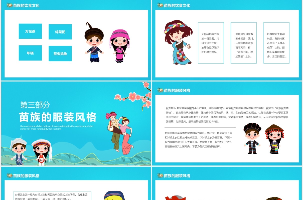少数民族苗族的风俗与饮食文化动态PPT模板