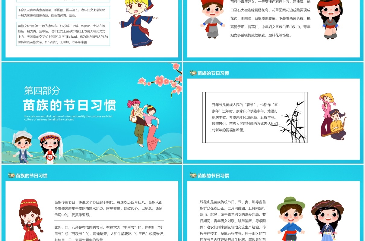 少数民族苗族的风俗与饮食文化动态PPT模板