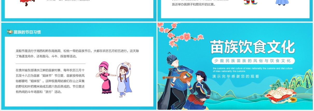 少数民族苗族的风俗与饮食文化动态PPT模板