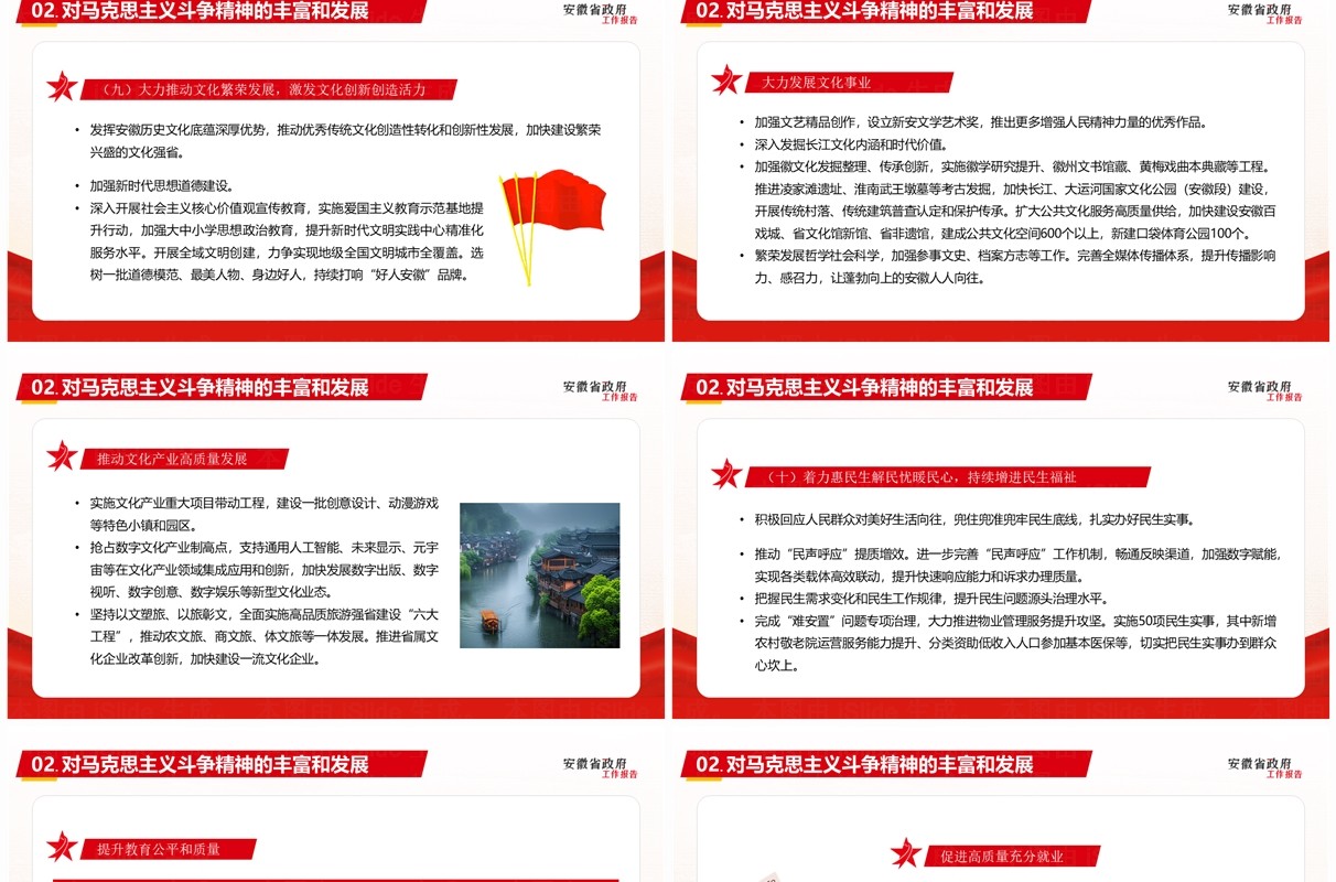 红色简约风安徽省政府工作报告PPT模板