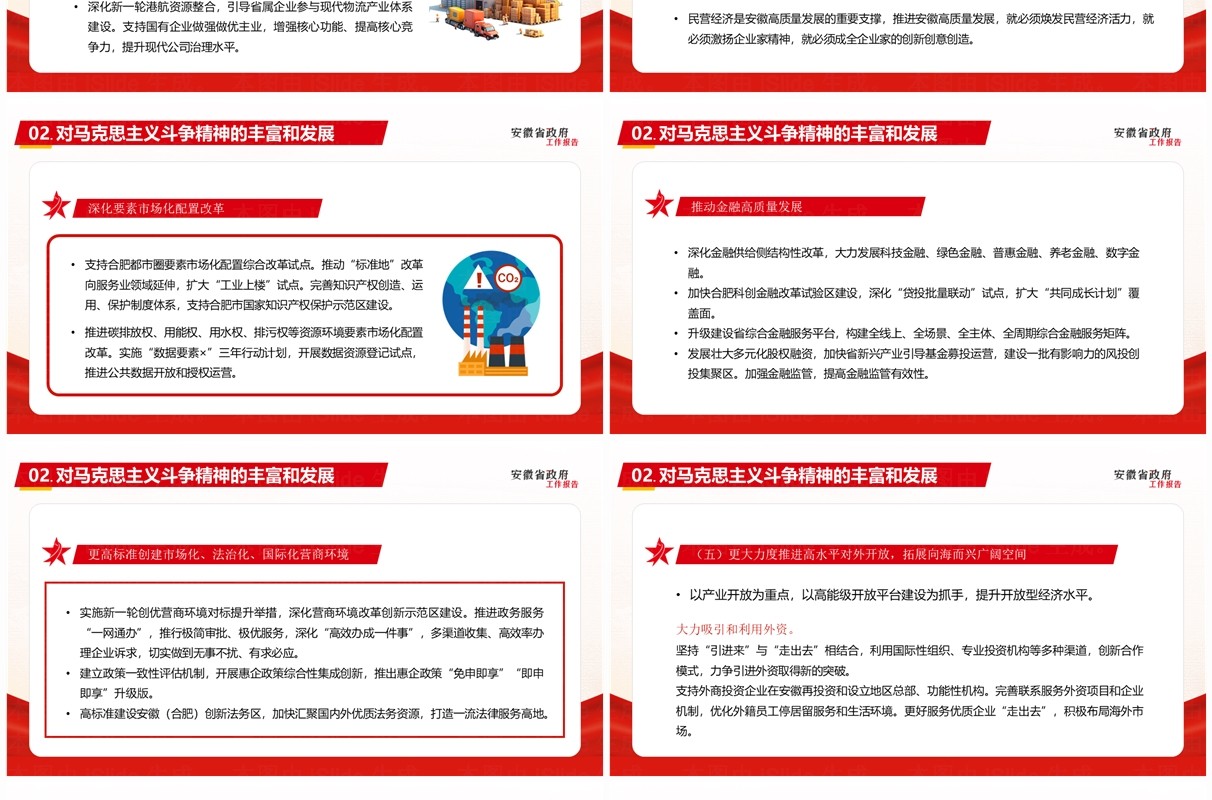 红色简约风安徽省政府工作报告PPT模板
