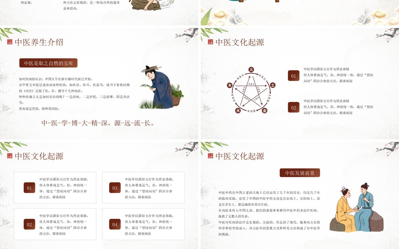 黄色中国风中医养生介绍PPT模板
