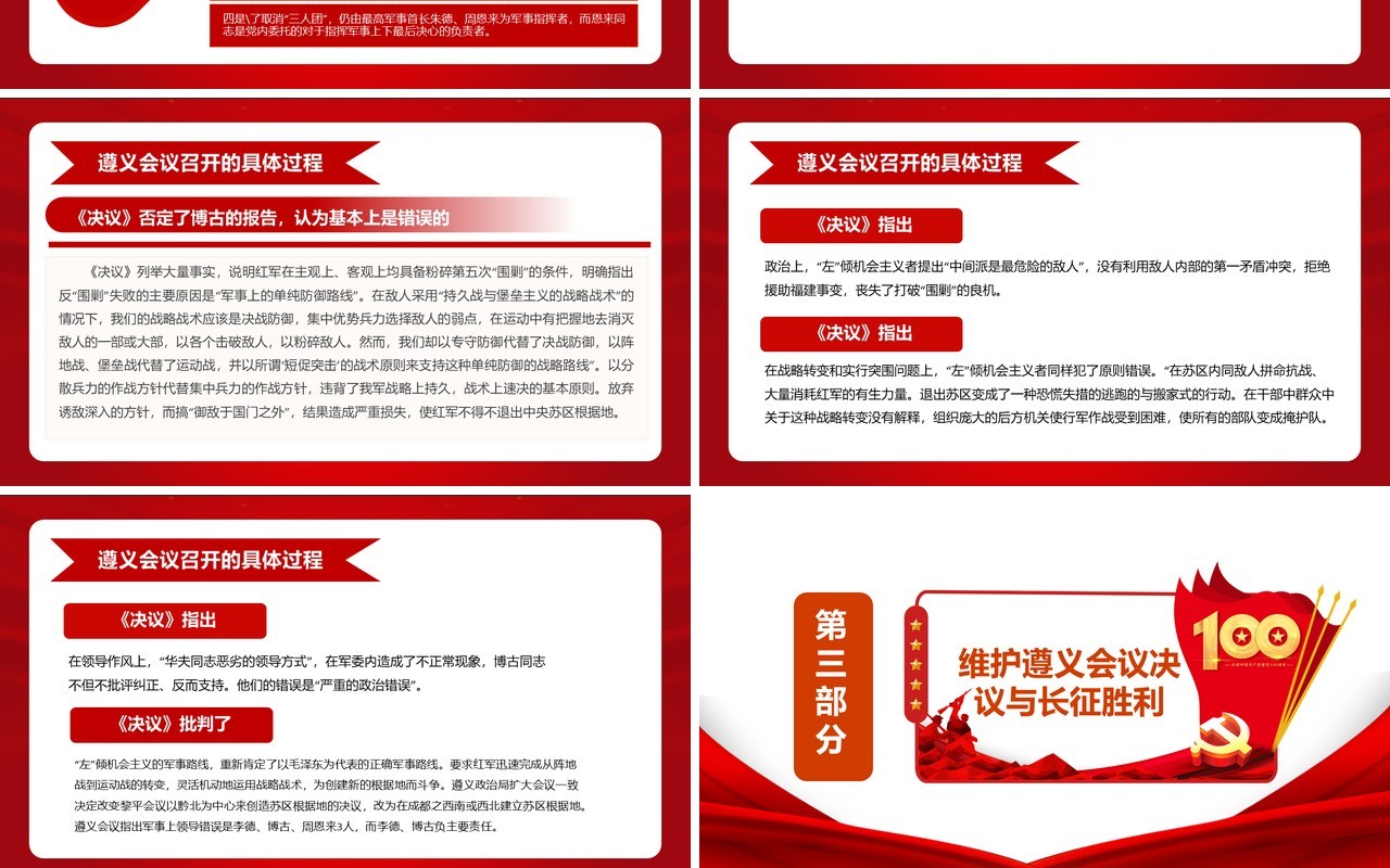 红色党政风遵义会议党史学习教育PPT模板