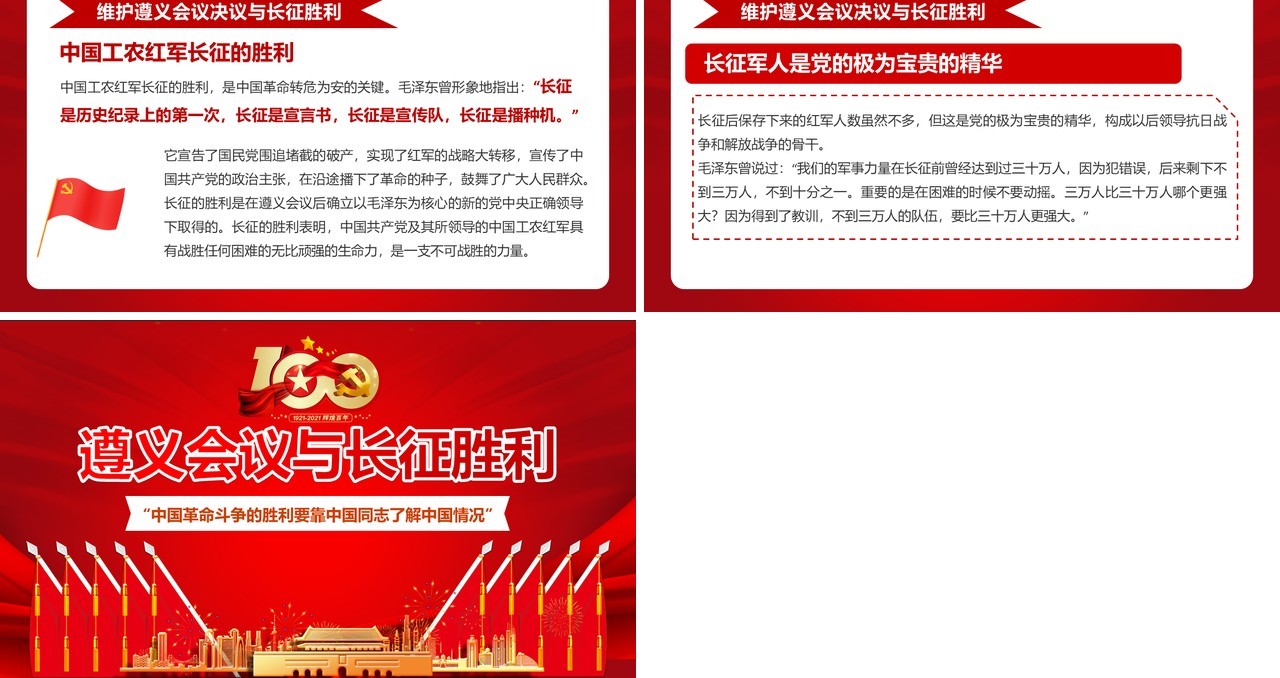 红色党政风遵义会议党史学习教育PPT模板