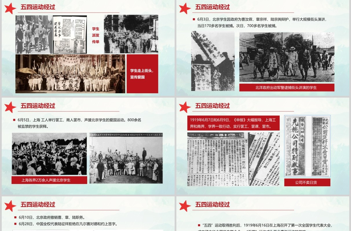 五四精神纪念五四青年爱国运动100周年红色党政党课党建ppt模板