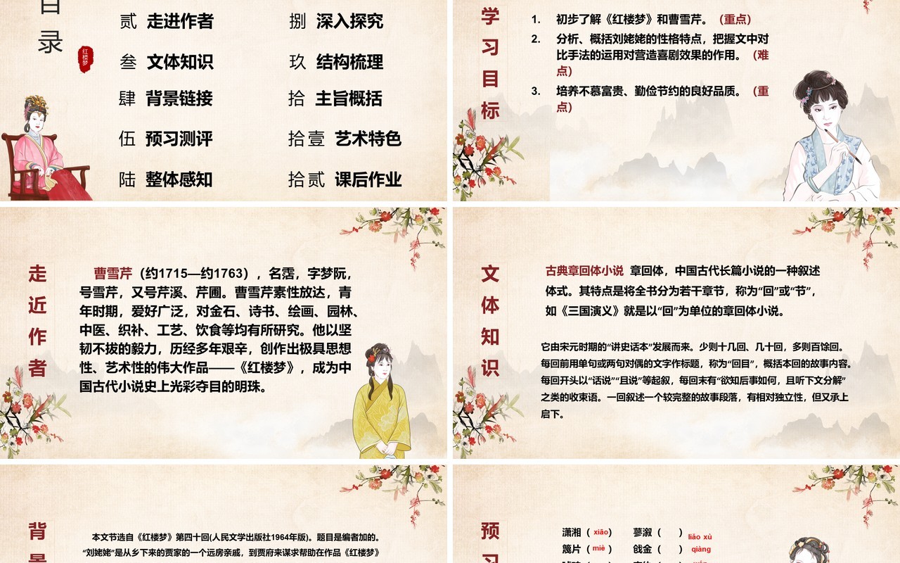 四大名著红楼梦之刘姥姥进大观园语文课件PPT模板