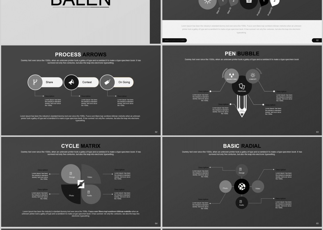 灰色创意分层PPT信息图表模板Balen Powerpoint
