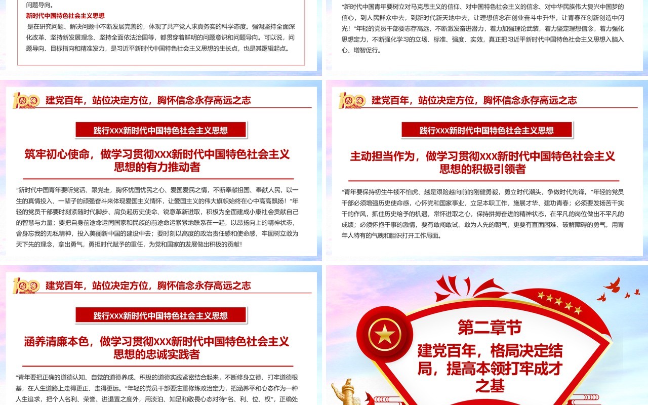 红色党政风七一建党节建党一百周年专题党课动态PPT模板