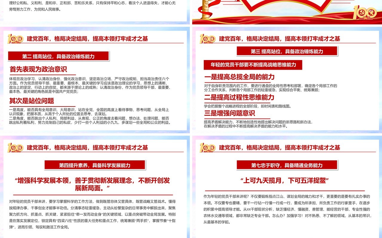 红色党政风七一建党节建党一百周年专题党课动态PPT模板