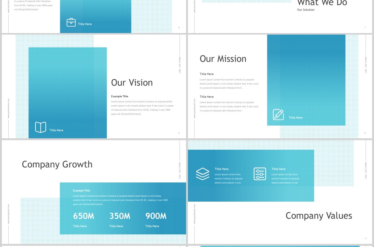 蓝色渐变公司产品介绍PPT信息图表模板dent powerpoint template