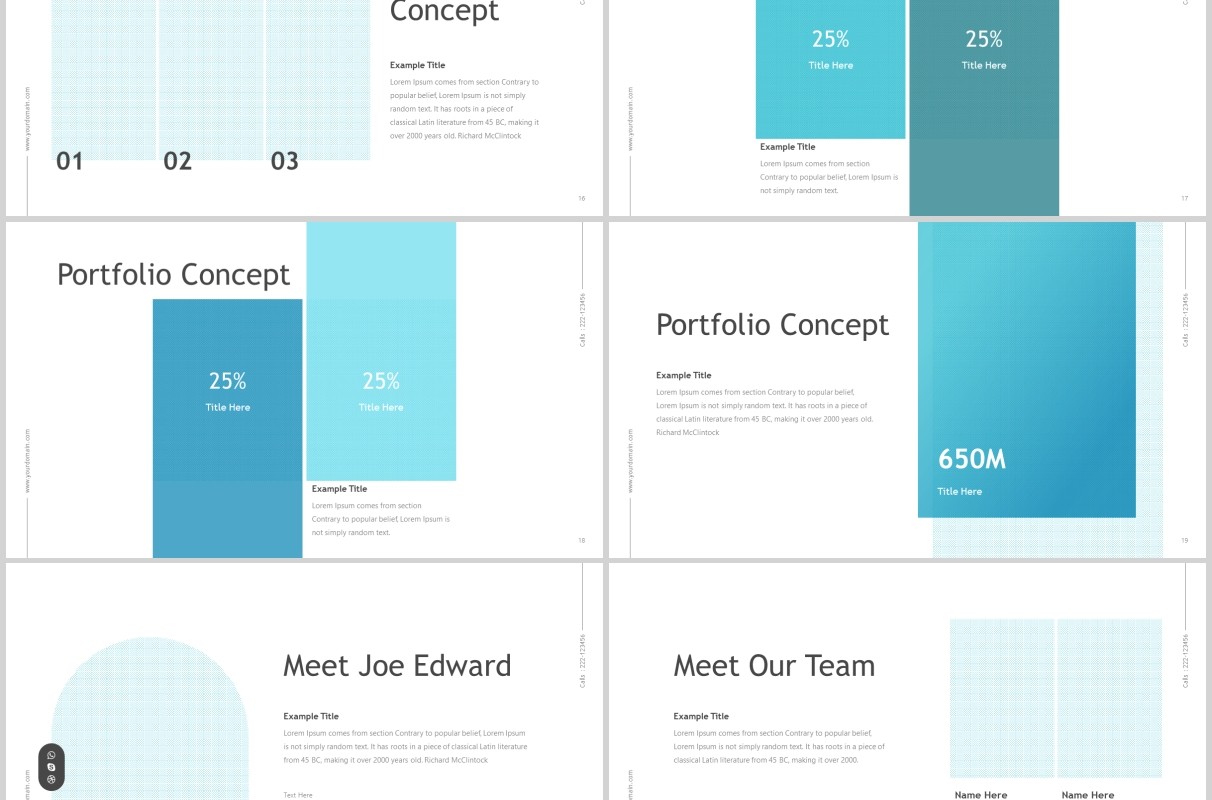 蓝色渐变公司产品介绍PPT信息图表模板dent powerpoint template