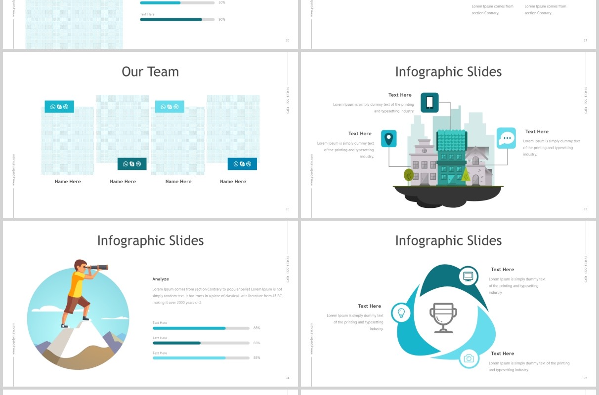 蓝色渐变公司产品介绍PPT信息图表模板dent powerpoint template