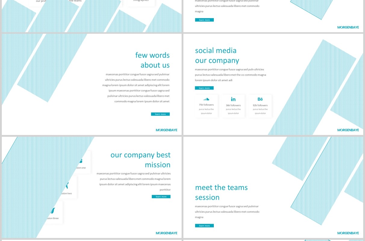 蓝色简约公司个人介绍PPT模板morgenbaye powerpoint template