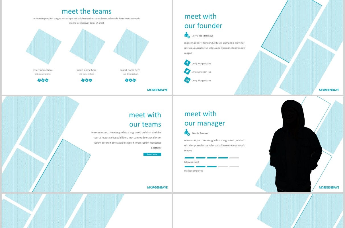 蓝色简约公司个人介绍PPT模板morgenbaye powerpoint template