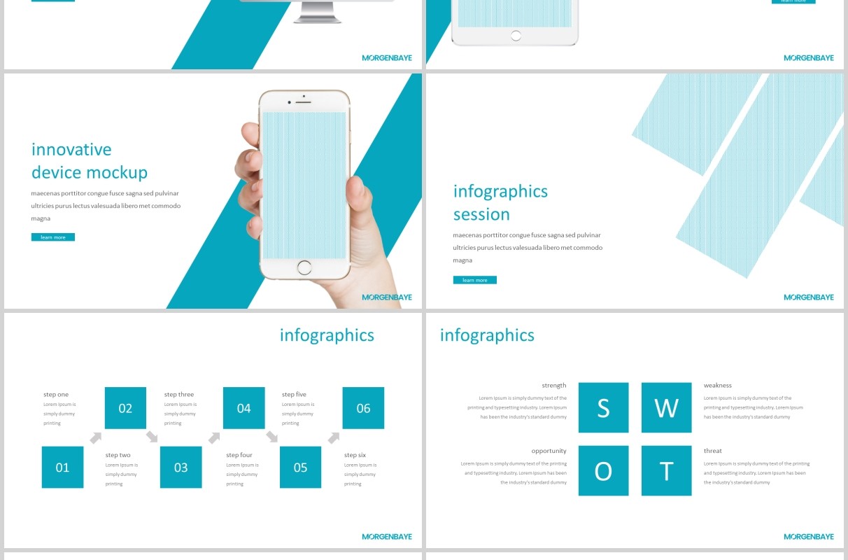 蓝色简约公司个人介绍PPT模板morgenbaye powerpoint template