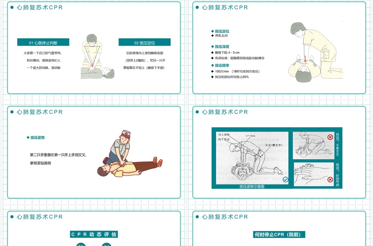 绿色卡通风急救知识培训PPT模板