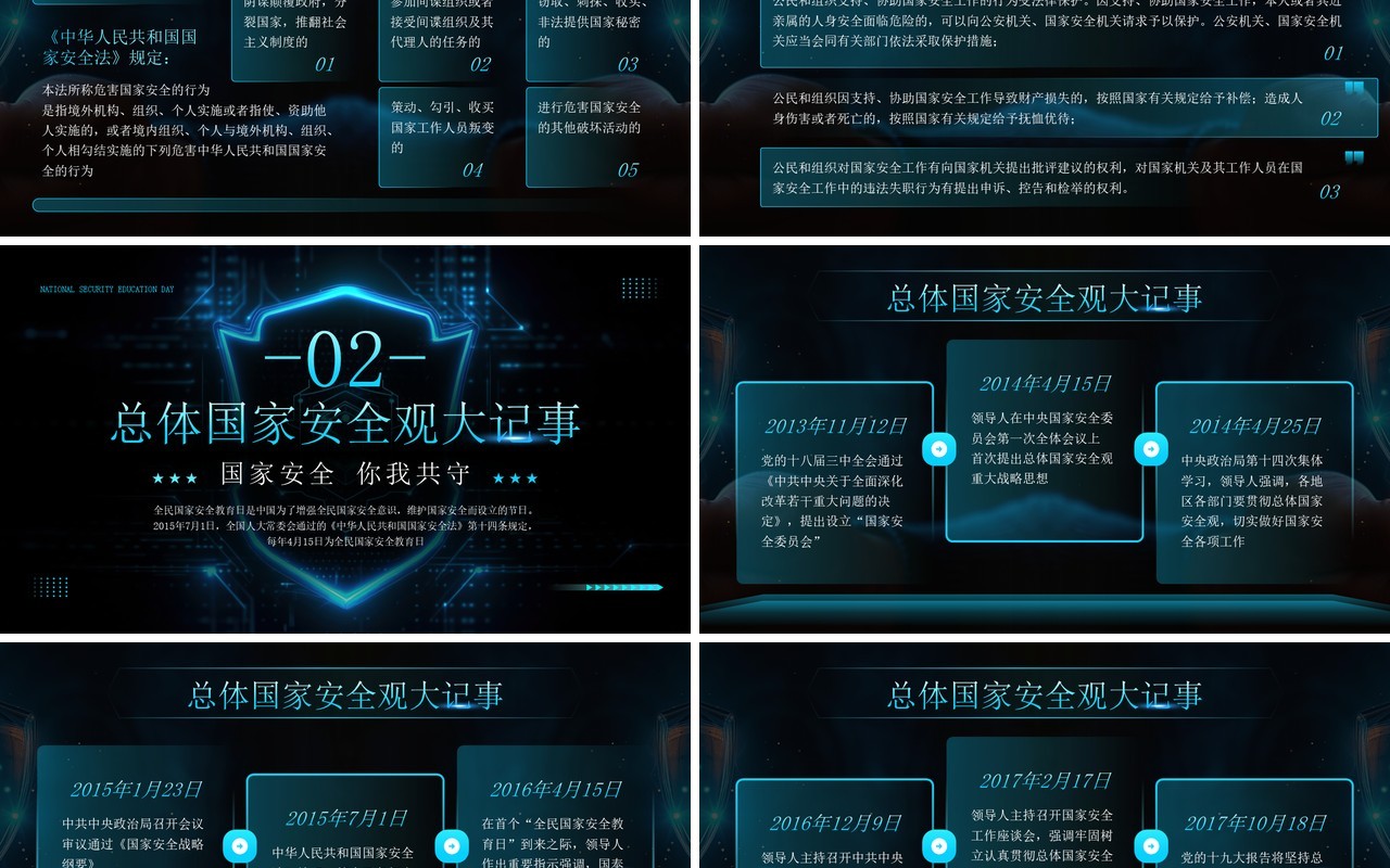 蓝色科技风全民国家安全教育日PPT模板