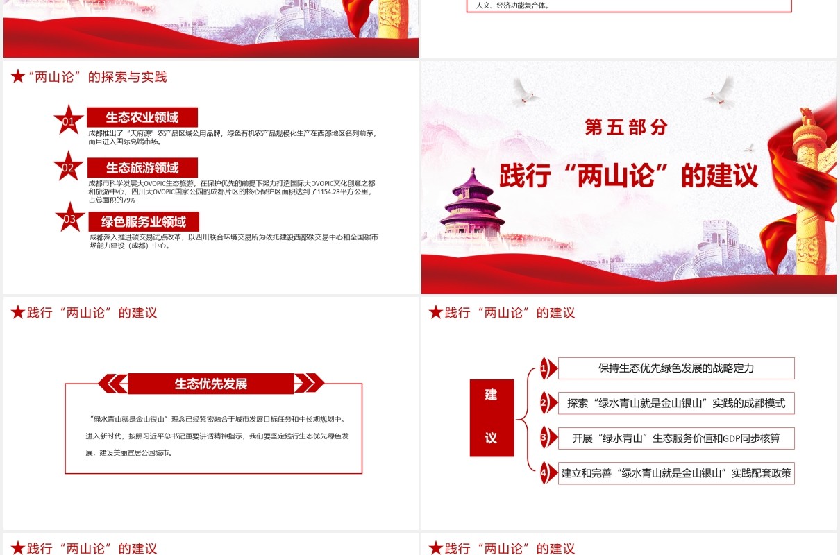 红色党建党政牢固树立绿水青山就是金山银山理念党课通用PPT模板