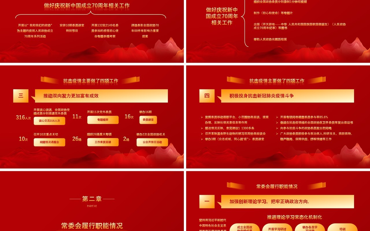 红色聚焦全国两会政府工作报告学习讲稿党建PPT模板