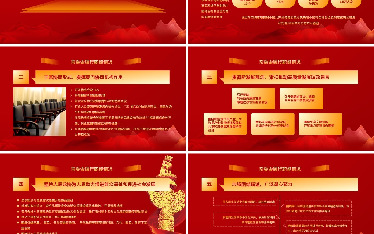 红色聚焦全国两会政府工作报告学习讲稿党建PPT模板