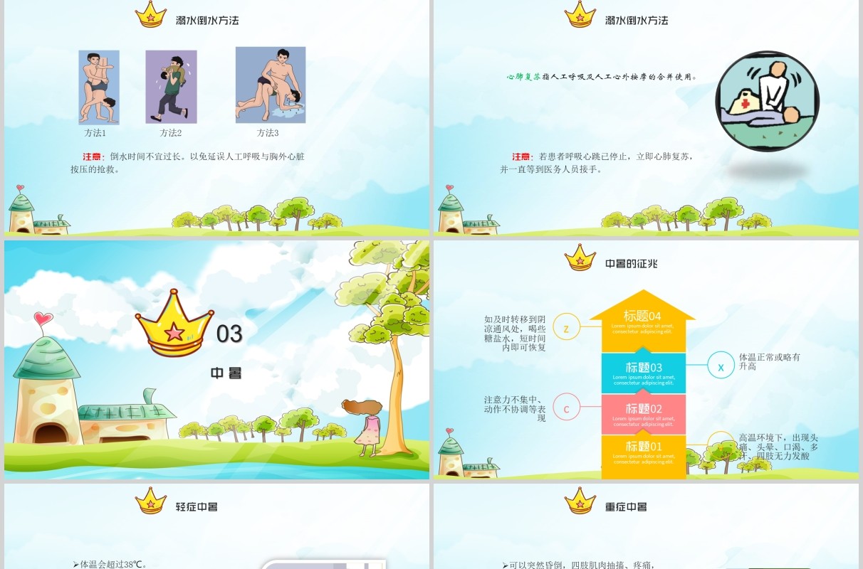 清新中小学生常用急救知识培训课件PPT模板