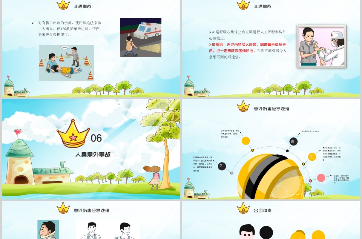 清新中小学生常用急救知识培训课件PPT模板