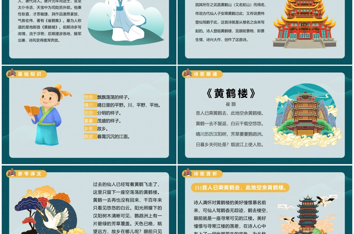 部编版八年级语文上册黄鹤楼课件PPT模板
