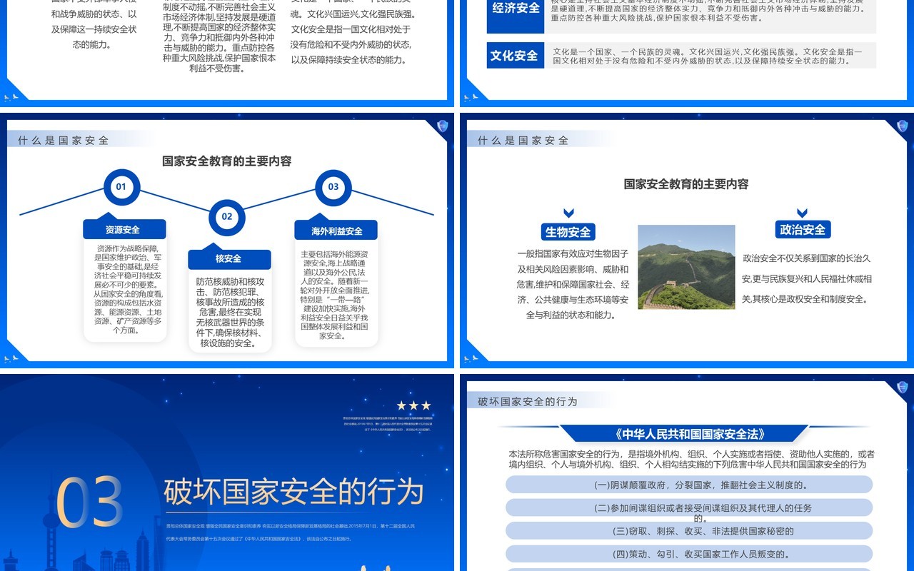 蓝色简约风全民国家安全教育日PPT模板