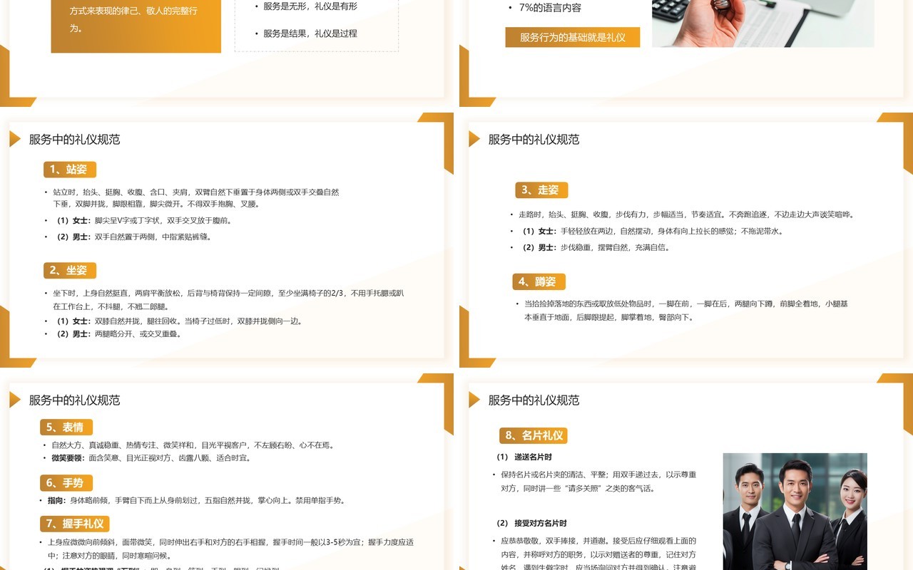 黄色简约风银行礼仪培训PPT模板