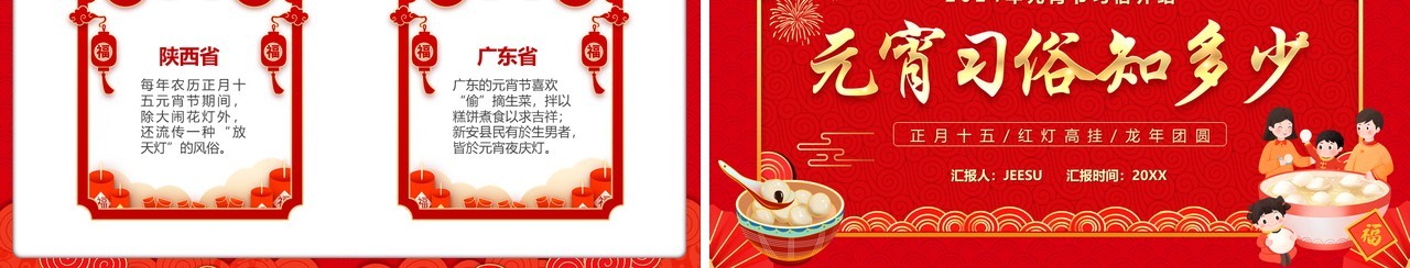 红色中国风元宵习俗知多少PPT模板