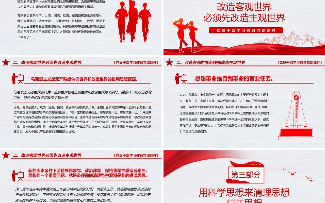 红色简约风增强思想改造的自觉性和彻底性PPT模板