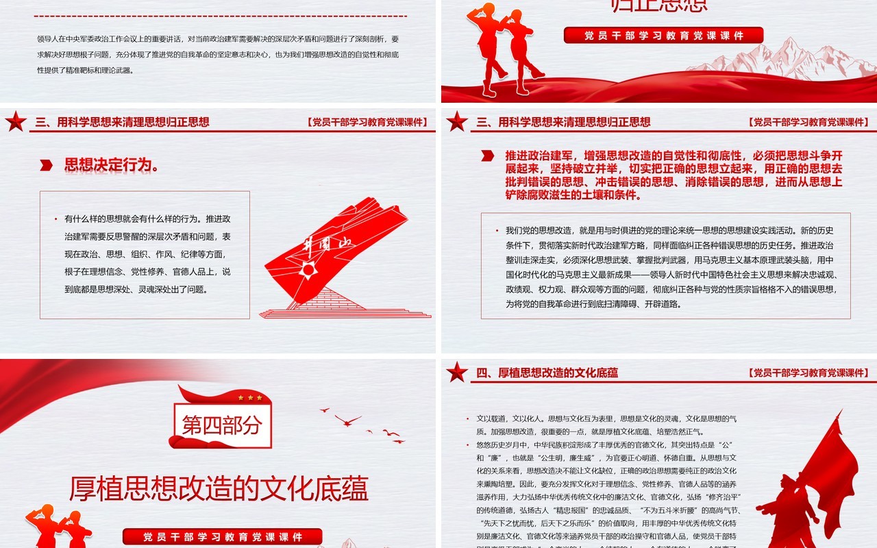 红色简约风增强思想改造的自觉性和彻底性PPT模板